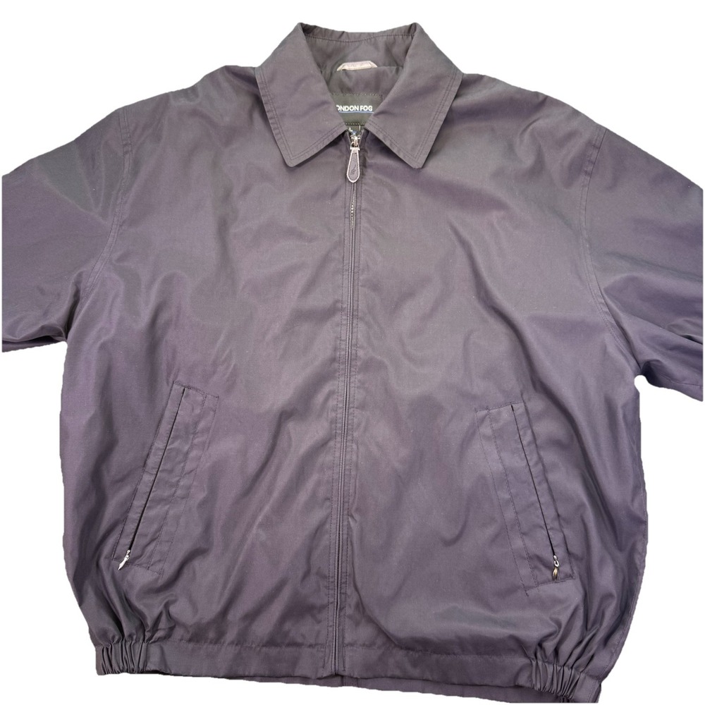 London Fog Men's Black Jacket Full Zip Pockets Elastic Waist Sz L Y2K‎ Retro - Picture 3 of 12